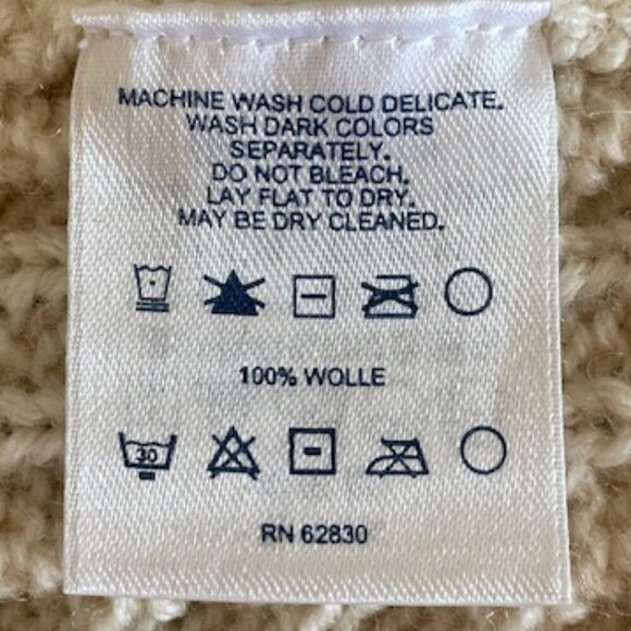 LANDS' END Wool Cable Cardigan Sweater Off White Crystal Button Girl S 7… - Picture 15 of 16